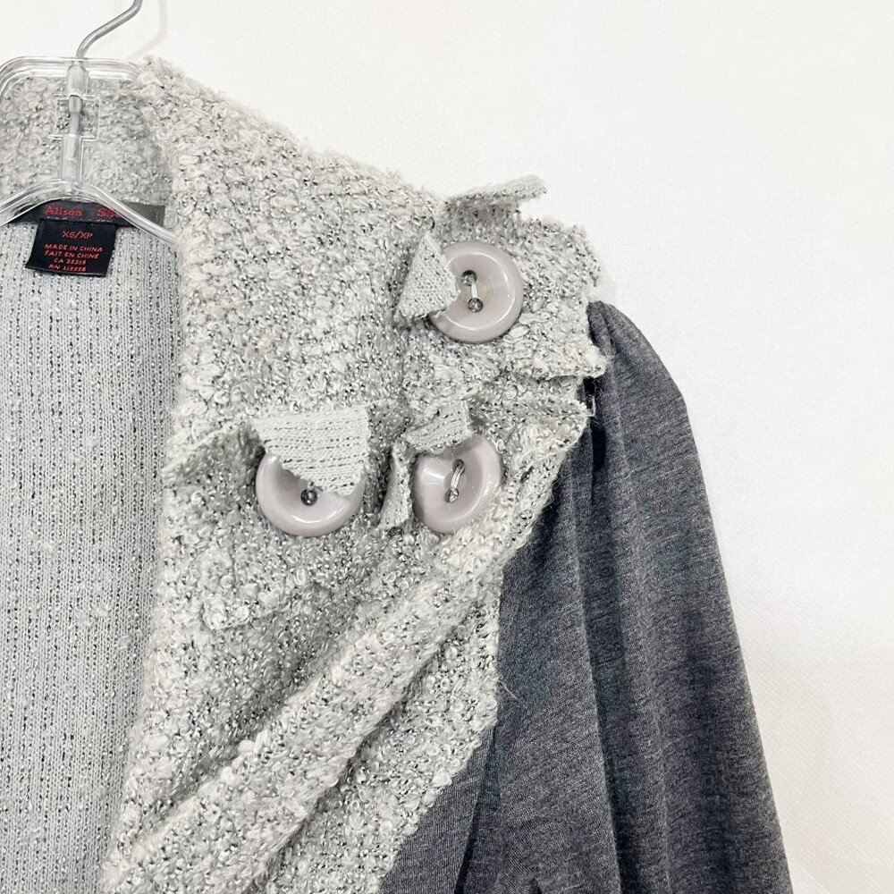 Alison Sheri Gray Artsy Longline Cardigan Sweater Lagenlook Art to Wear Size XS - Picture 3 of 6